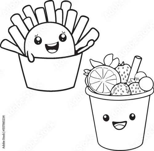hand drawn vector illustration of a bucket of food vector