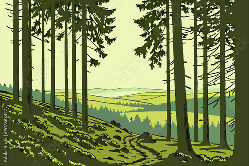 Black Forest Lines: Pine Tree Panorama Set