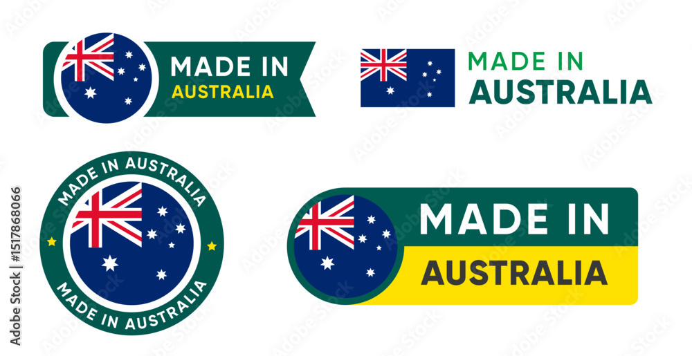 Naklejka premium Set of made in Australia label vector design