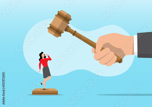 the judge hitting the tiny woman with the gavel