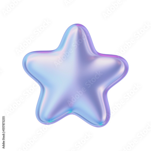 3D Holographic Star on Transparent background	
