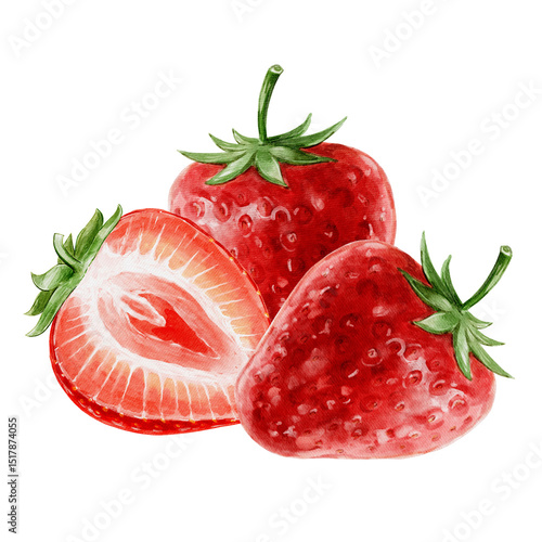 Strawberry watercolor illustration