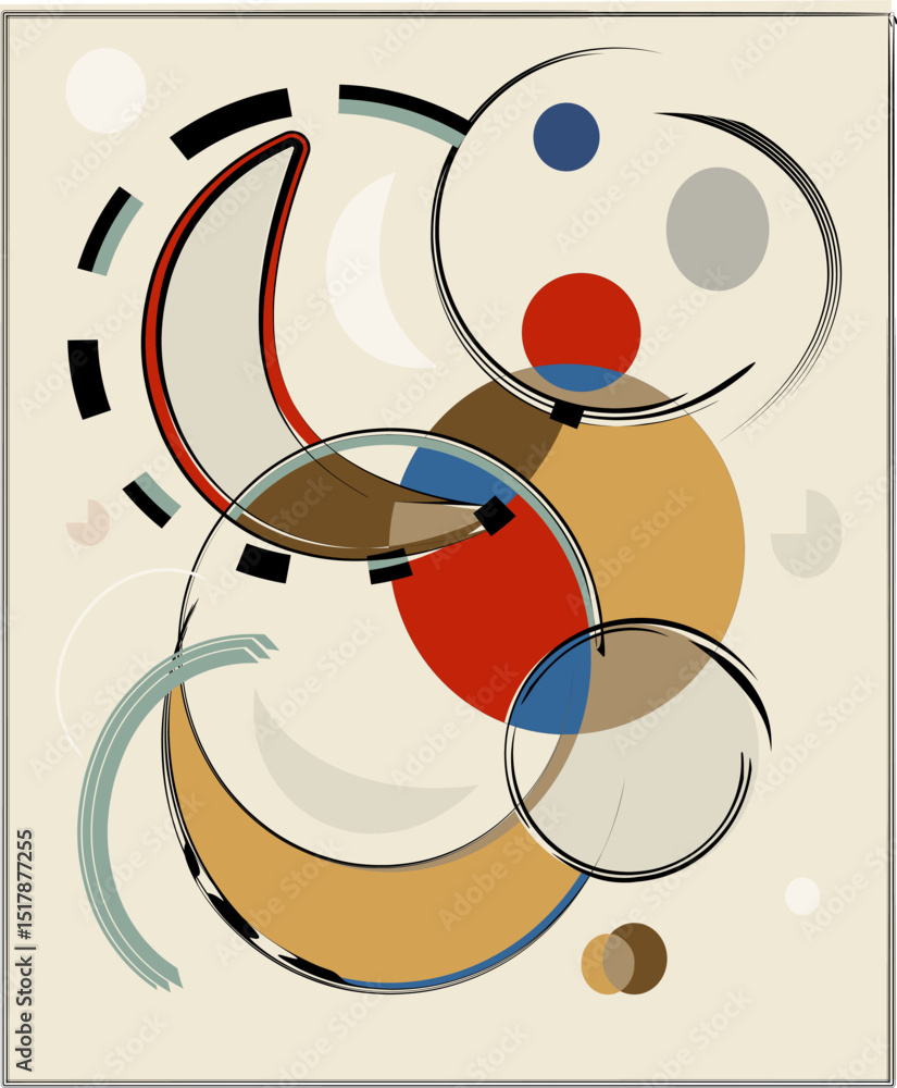 Obraz premium beige background,colorful fancy circles expressionism art style