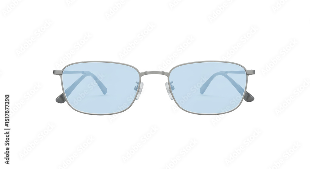 Fototapeta premium Isolated Silver Framed Blue Lens Sunglasses