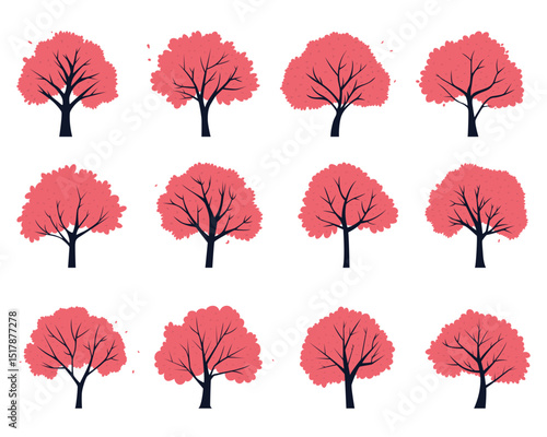 Pink tree clipart design illustration