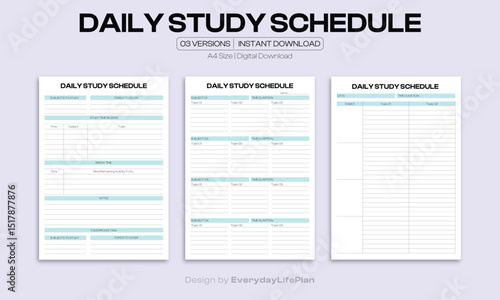 Daily Study Schedule Printable – Hourly Study Planner for Students and Exam Preparation