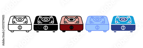 Gas Stove Icon Set Multiple Style Collection