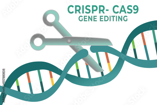 Illustration of CRISPR Gene Editing, DNA Cut Concept for Genetic Modification and Disease Treatment