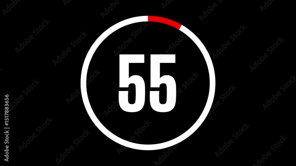 60 Second Countdown Timer Red and White on Black Screen for Workout and Fitness Videos 60 Second Countdown Timer Red and White on Black Screen for Workout and Fitness Videos