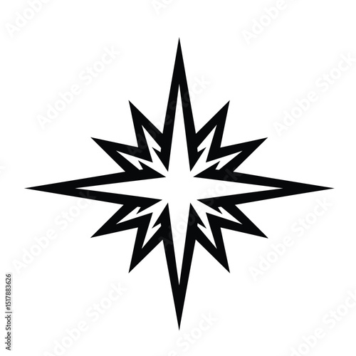 Bold black starburst design graphic element