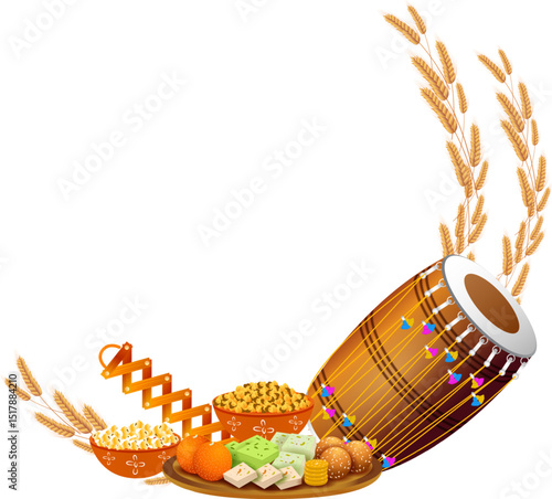 illustration of Happy Lohri holiday background for Punjabi festival