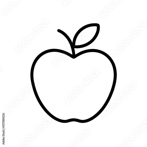 Outlined Apple Vector Icon Minimal Stroke and Clean
