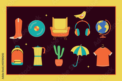 Flea market, garage sale, second hand store advertisement template. Vector illustration for banner, advertising booklet.