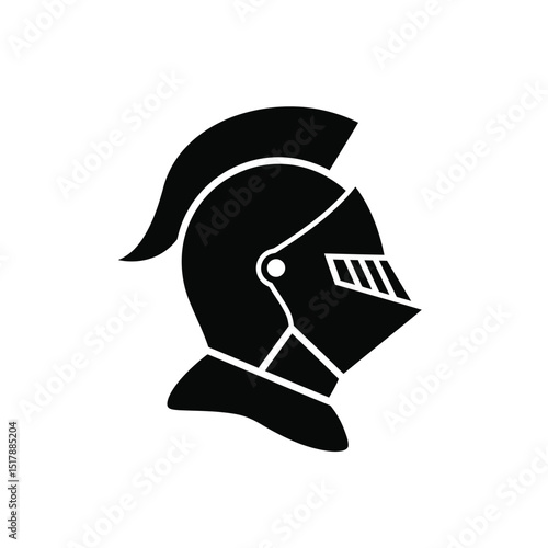 Medieval knight helmet profile silhouette icon