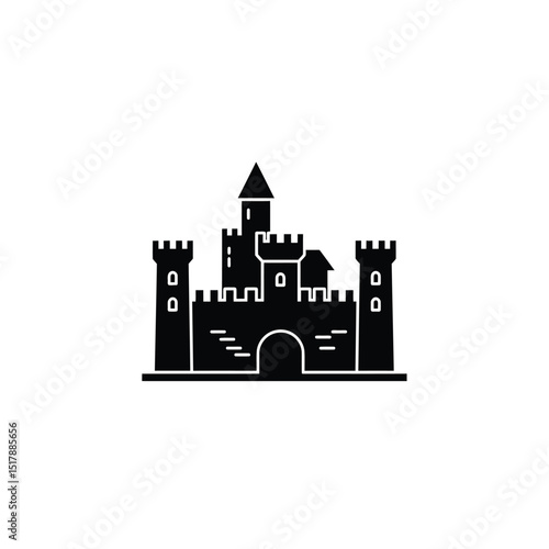 Majestic medieval castle fortress icon illustration