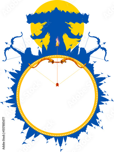 Ravana with ten heads for Navratri festival of India poster for Dussehra