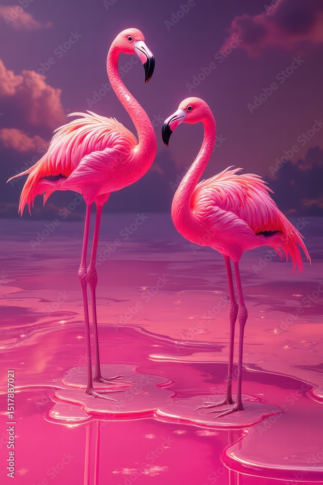 Fototapeta premium pink flamingos in water