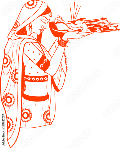 Holiday background for Sun festival of India with greetings in Hindi meaning  Happy Chhath Puja