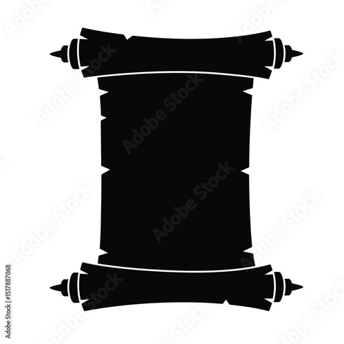 Ancient scroll parchment paper black silhouette