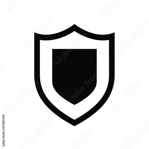 Black shield icon security protection symbol