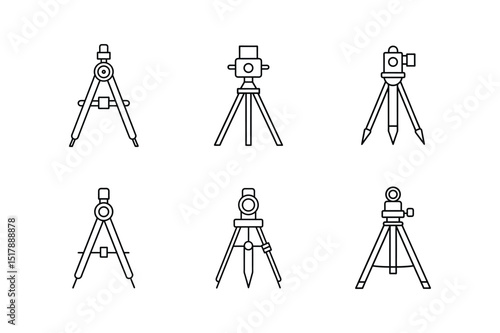 surveyor tool icon line art vector illustration