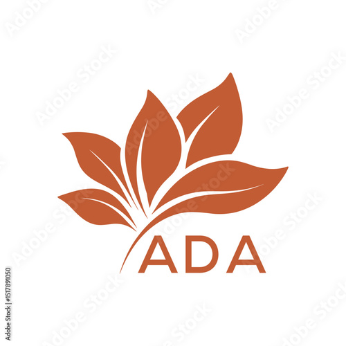 Elegant Botanical Leaf Logo Design with ADA Text . ADA Letter logo .
