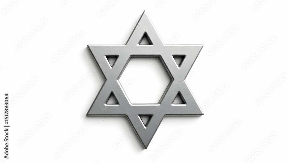 Metallic Six-pointed Star Symbol on White Background Isolated Design Metallic Six-pointed Star Symbol on White Background Isolated Design