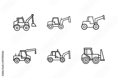 telehandler line art vector illustration