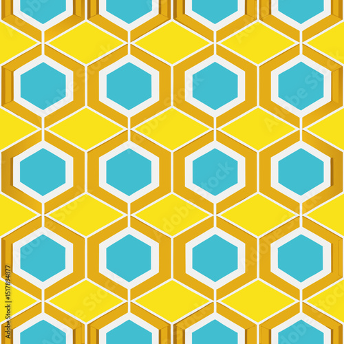 Yellow and Blue Honeycomb Pattern