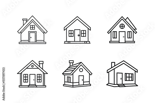 tiny house icon line art vector illustration