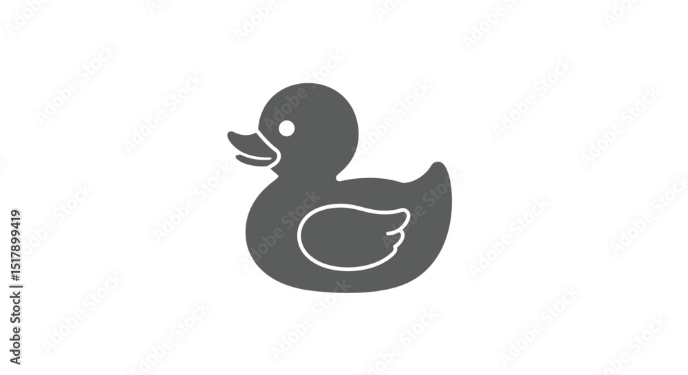 Simple Gray Rubber Duck Illustration on a Clean White Background Simple Gray Rubber Duck Illustration on a Clean White Background