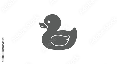 Simple Gray Rubber Duck Illustration on a Clean White Background