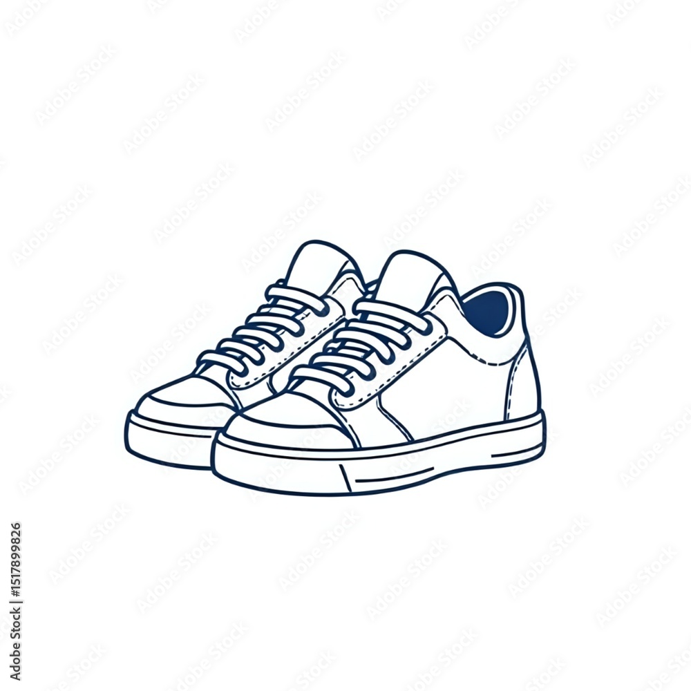 Simple Line Art of Casual White Sneakers Simple Line Art of Casual White Sneakers