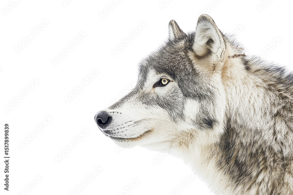 Gray wolf profile closeup isolated on transparent PNG Gray wolf profile closeup isolated on transparent PNG