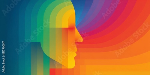Abstract Colorful Human Profile Art