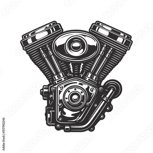 Vintage style motorcycle engine vector illustration