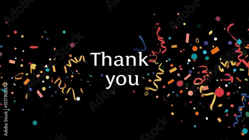 Colorful confetti thank you graphic design