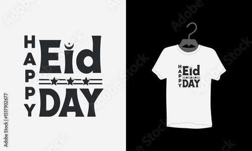Happy Eid Day, Happy Eid Mubarak typography t shirt design, Eid Mubarak 2025,  t shirt, Eid Mubarak Collection,  festival, textile, tee, star, religious, 
Vector design, greeting card, month, poster,