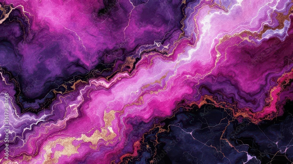 Obraz premium Luxury Marble Texture: An exquisite marble texture in swirling hues of purple and pink, intertwined with delicate gold veining, create a luxurious and mesmerizing surface.