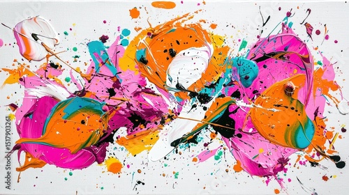 A vibrant abstract painting with bold colors and dynamic brushstrokes.
