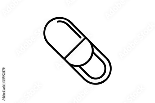 Simple line art capsule pill medicine icon graphic