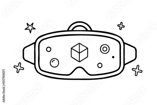 Virtual reality headset line art illustration design