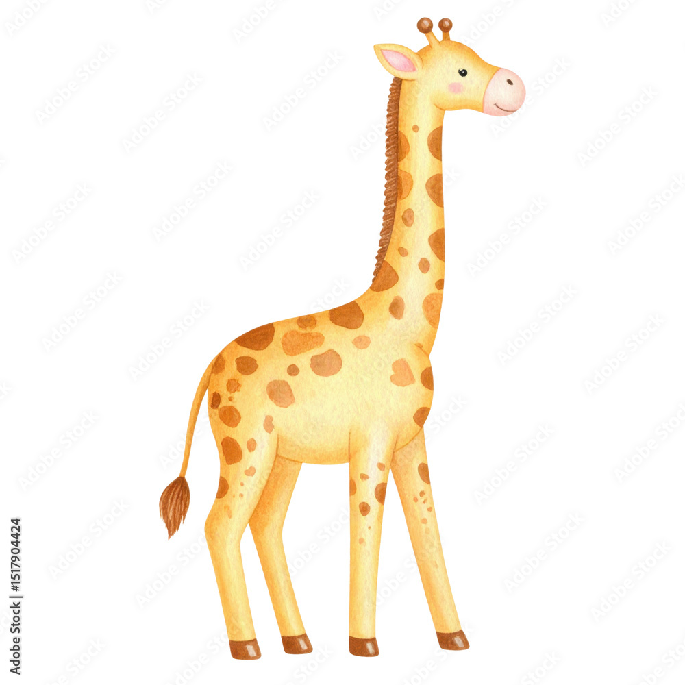 Obraz premium Cute giraffe illustration with playful expression