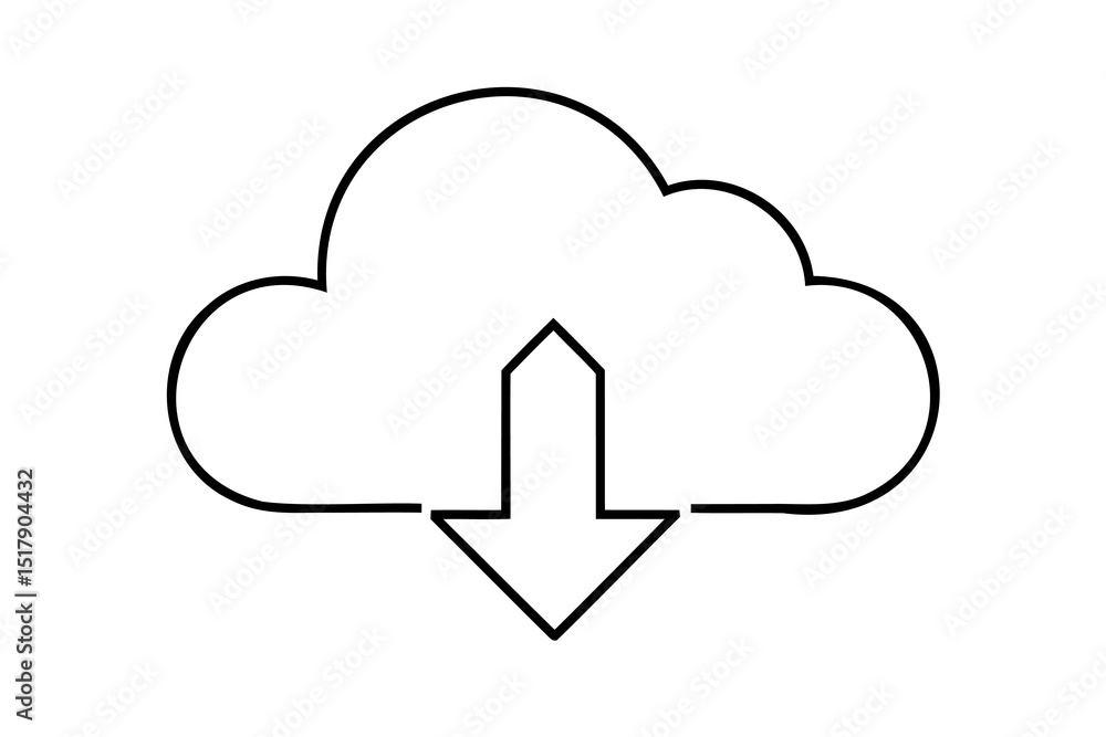 Cloud download icon simple line art design Cloud download icon simple line art design