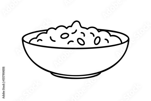 Bowl of oatmeal simple line drawing breakfast food illustration