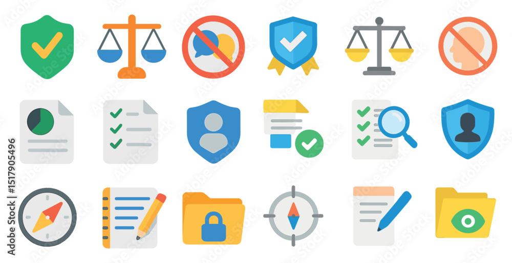 Security and communication icons for web design and development projects