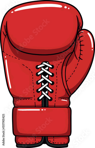 Red Boxing Glove Vector Illustration - Sports Equipment Clipart