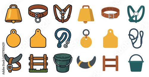 Rustic animal farm tools and accessories collection for design and decoration