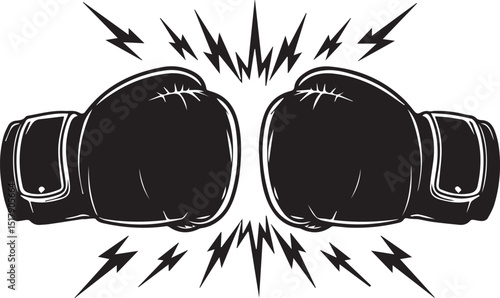 Boxing Gloves Clash Vector Illustration - Silhouette Clipart for Sports Graphics