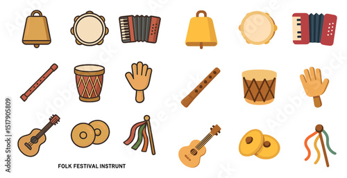 Traditional folk festival instruments for music and cultural celebrations